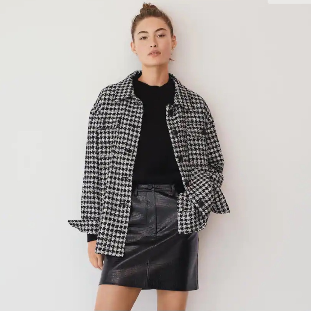NWT Mango Houndstooth Overshirt